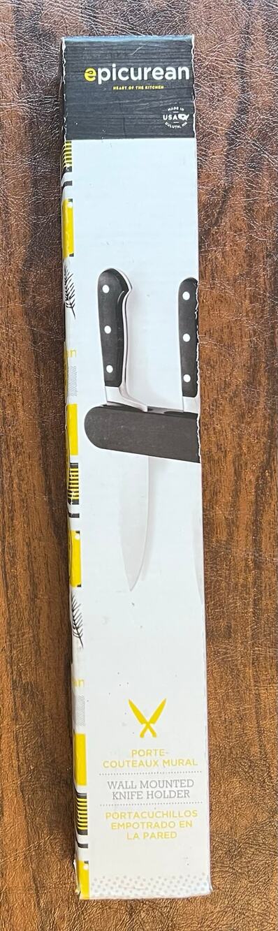 Epicurean 12" X 1" Black Wall Mounted Knife Block Holder New In Box
